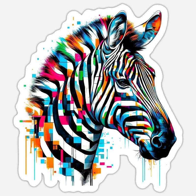 Zèbre - Sticker taille S (10 x 10 cm) - blanc mat