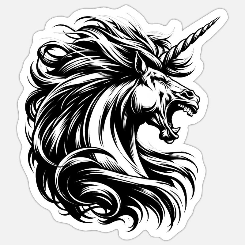 Brüllendes Einhorn - Sticker Größe S (10 x 10 cm) - Mattweiß