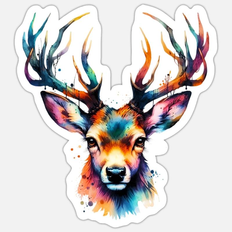 Cerf - Sticker taille S (10 x 10 cm) - blanc mat