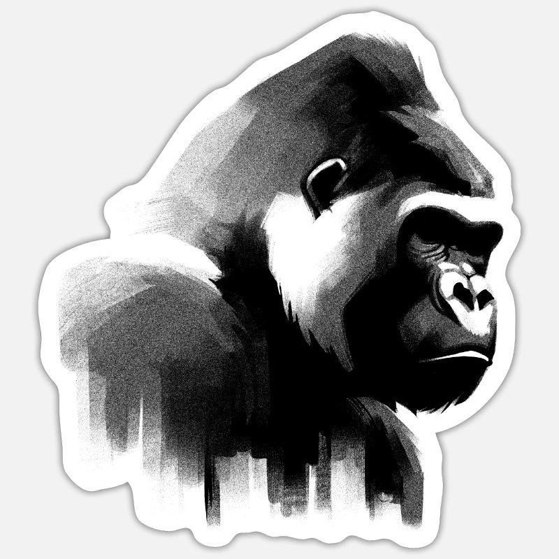 Gorilla Shadow Play - Sticker size S (10 x 10 cm) - white matte