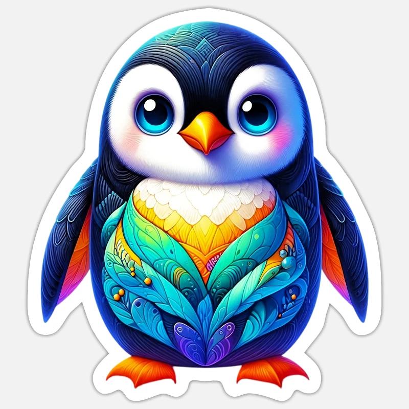 Pingouin - Sticker taille S (10 x 10 cm) - blanc mat