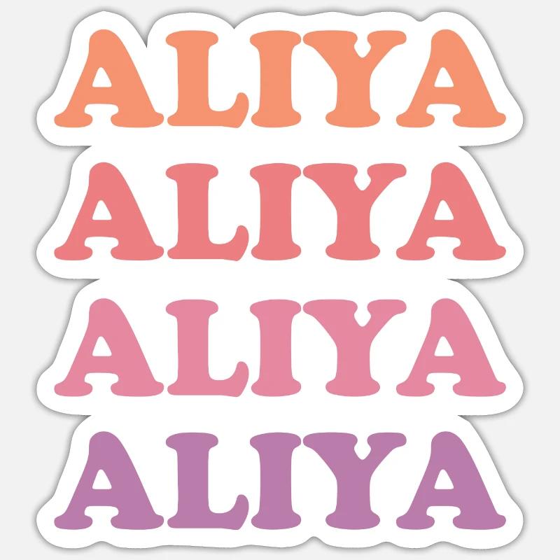 Nom Aliya - Sticker taille S (10 x 10 cm) - blanc mat