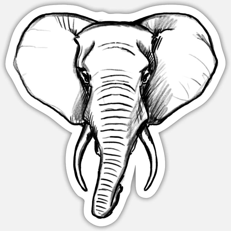 Elefant - Sticker Größe S (10 x 10 cm) - Mattweiß