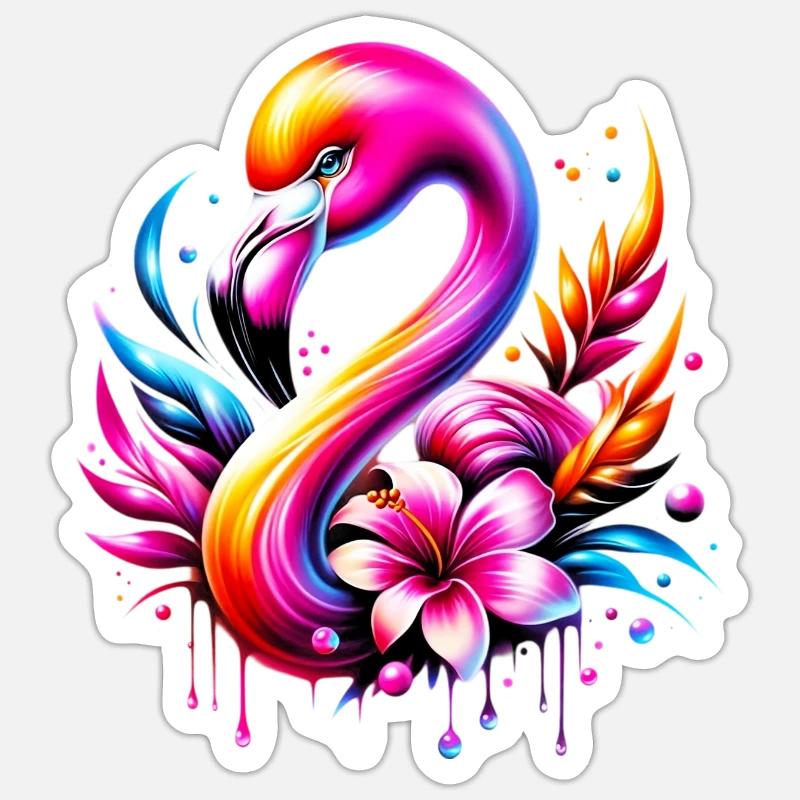 Flamingo - Sticker size S (10 x 10 cm) - white matte