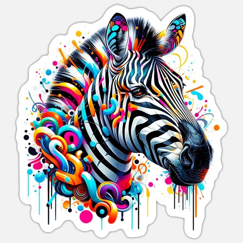Zebra - Sticker Größe S (10 x 10 cm) - Mattweiß
