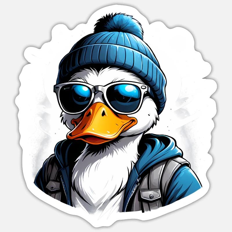 Hispter Duck Sticker size S (10 x 10 cm)