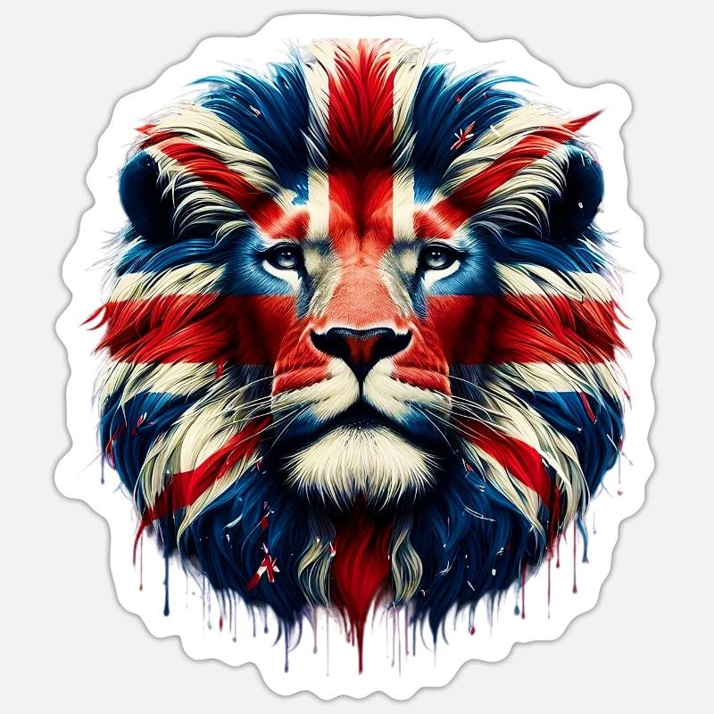Britischer Englischer Löwe - Sticker Größe S (10 x 10 cm) - Mattweiß