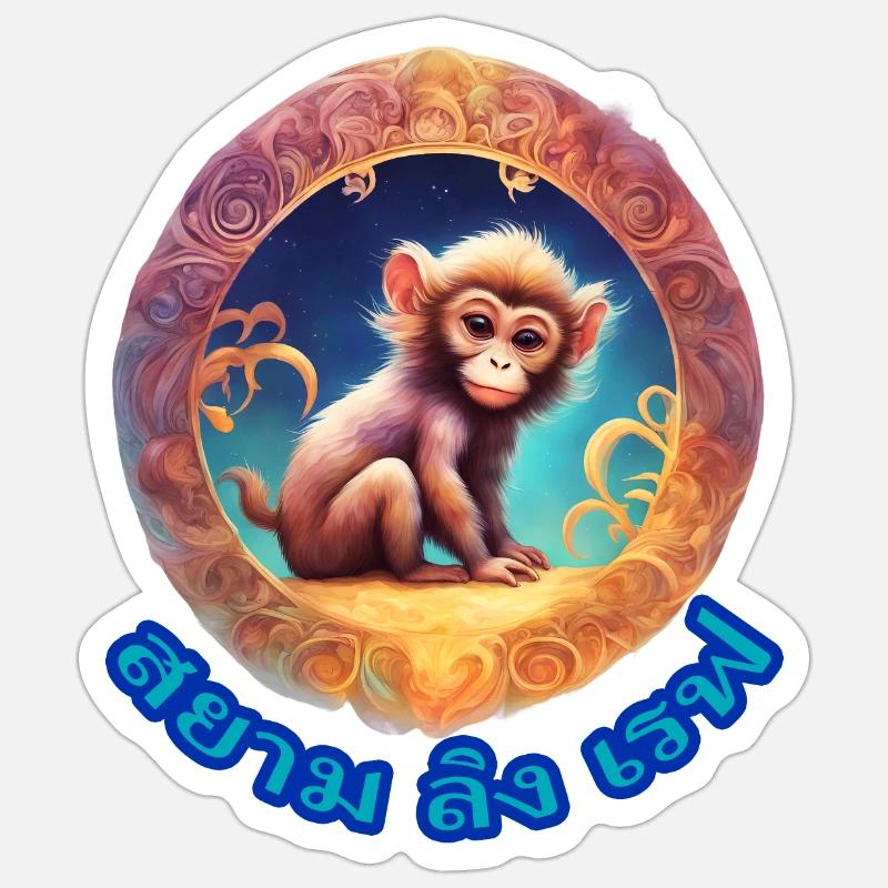 Siam Monkey Rave - Sticker size S (10 x 10 cm) - white matte