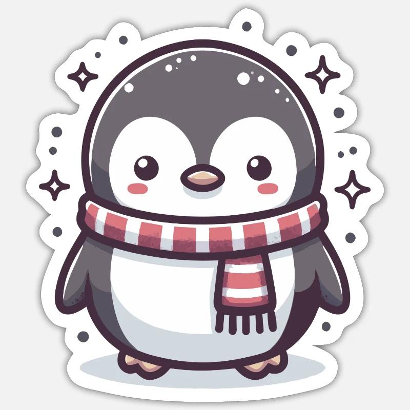 Pingouin - Sticker taille S (10 x 10 cm) - blanc mat