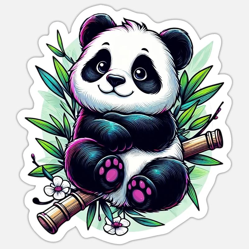 Panda - Sticker taille S (10 x 10 cm) - blanc mat