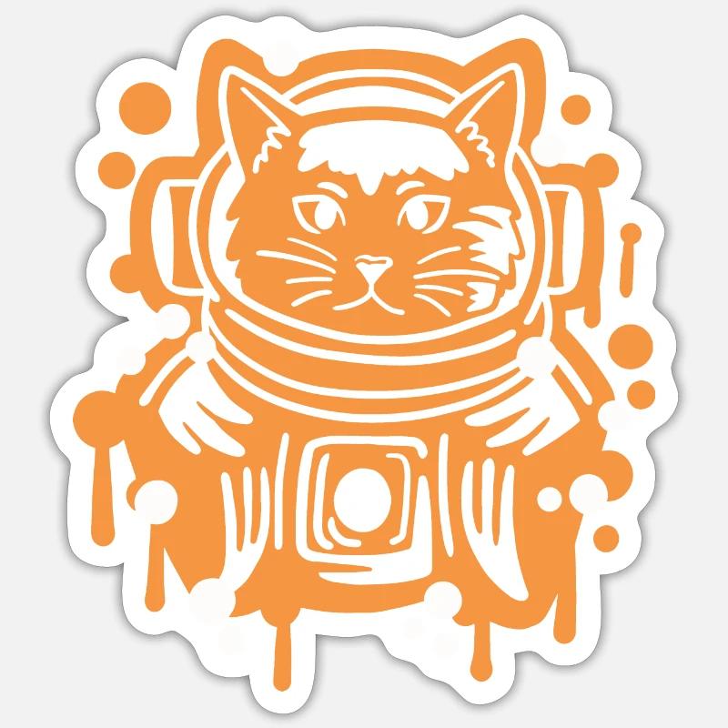 Astronaut Katze - Sticker Größe S (10 x 10 cm) - Mattweiß