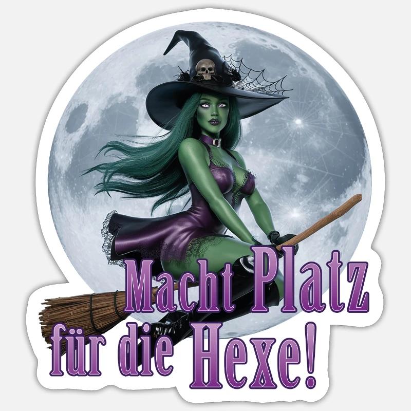 Witch and Full Moon 03 Sticker size S (10 x 10 cm)