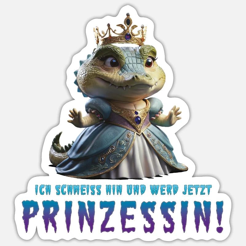 Crocodile Princess 03 - Sticker size S (10 x 10 cm) - white matte