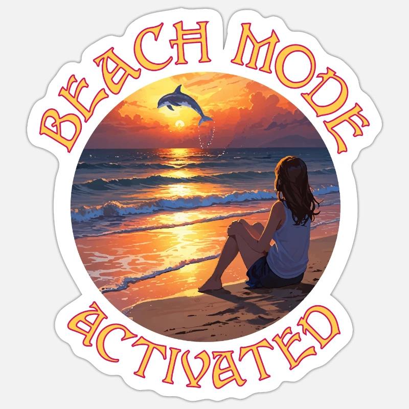 Mode plage activé - Sticker taille S (10 x 10 cm) - blanc mat