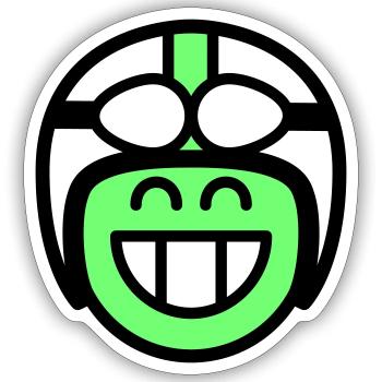 Emoticon Grin with moped helmet (colors can be changed) - Sticker size S (10 x 10 cm) - white matte - Front