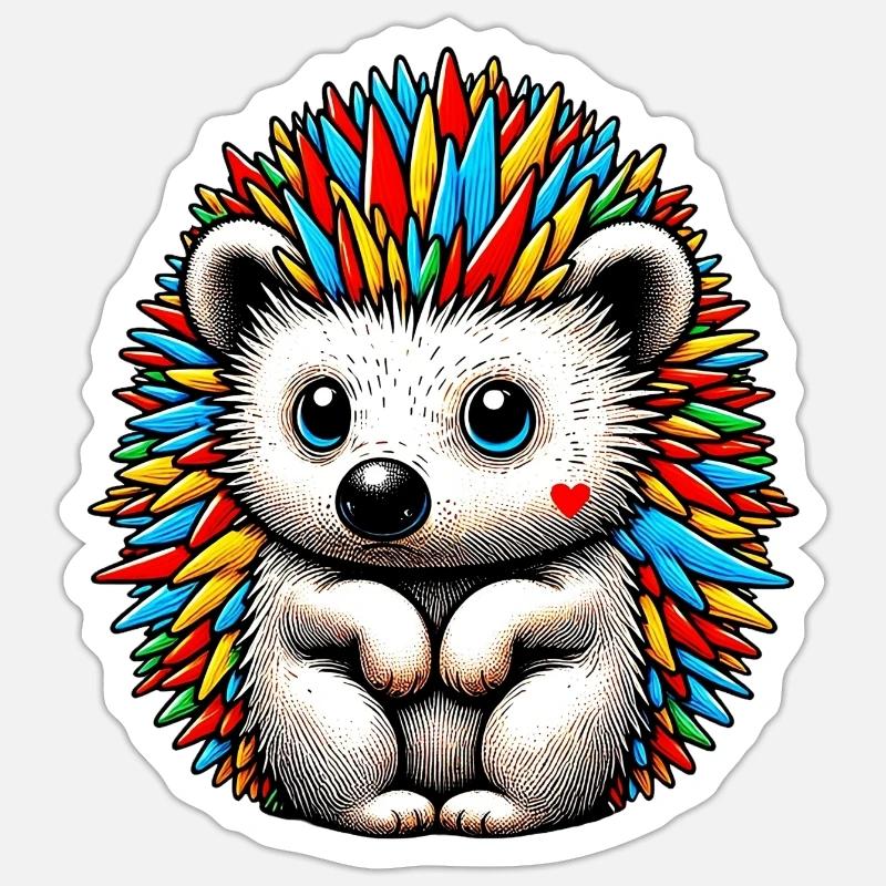 Hérisson - Sticker taille S (10 x 10 cm) - blanc mat