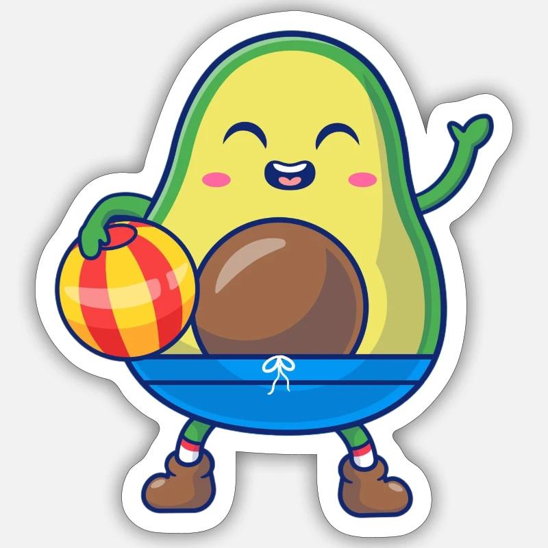 Lustige Avocado - Sticker Größe S (10 x 10 cm) - Mattweiß