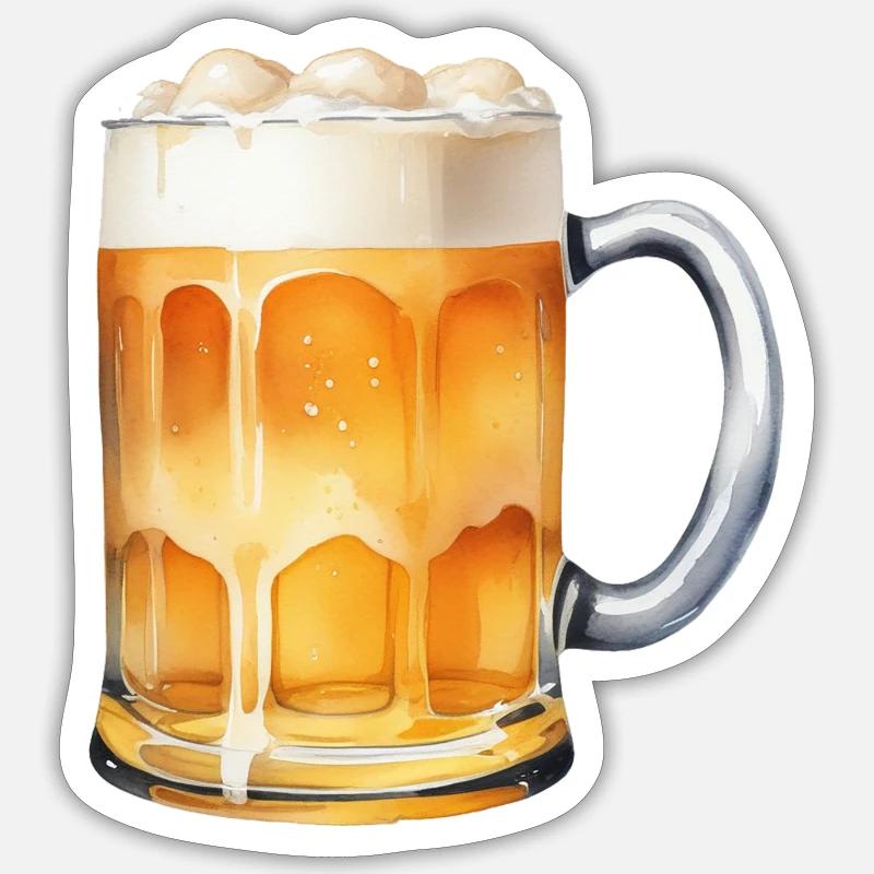 Chope à bière - Sticker taille S (10 x 10 cm) - blanc mat