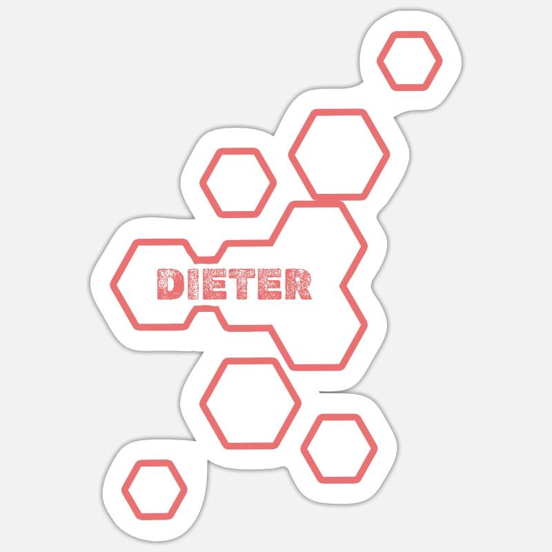 Nom Dieter - Sticker taille S (10 x 10 cm) - blanc mat