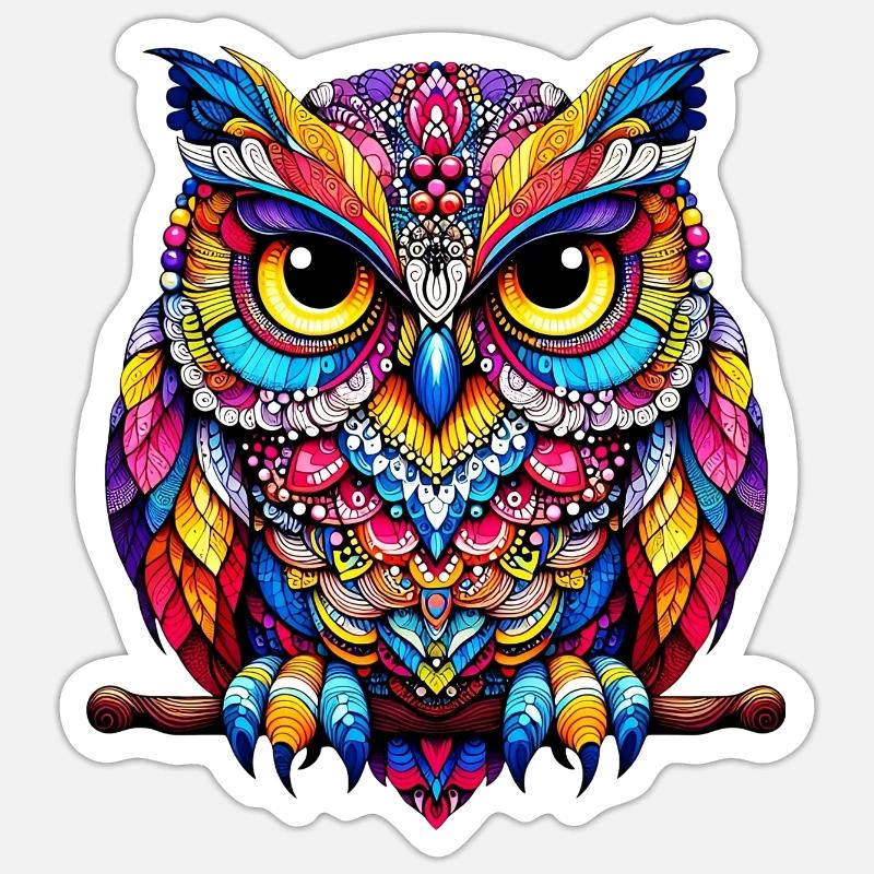 Eule - Sticker Größe S (10 x 10 cm) - Mattweiß