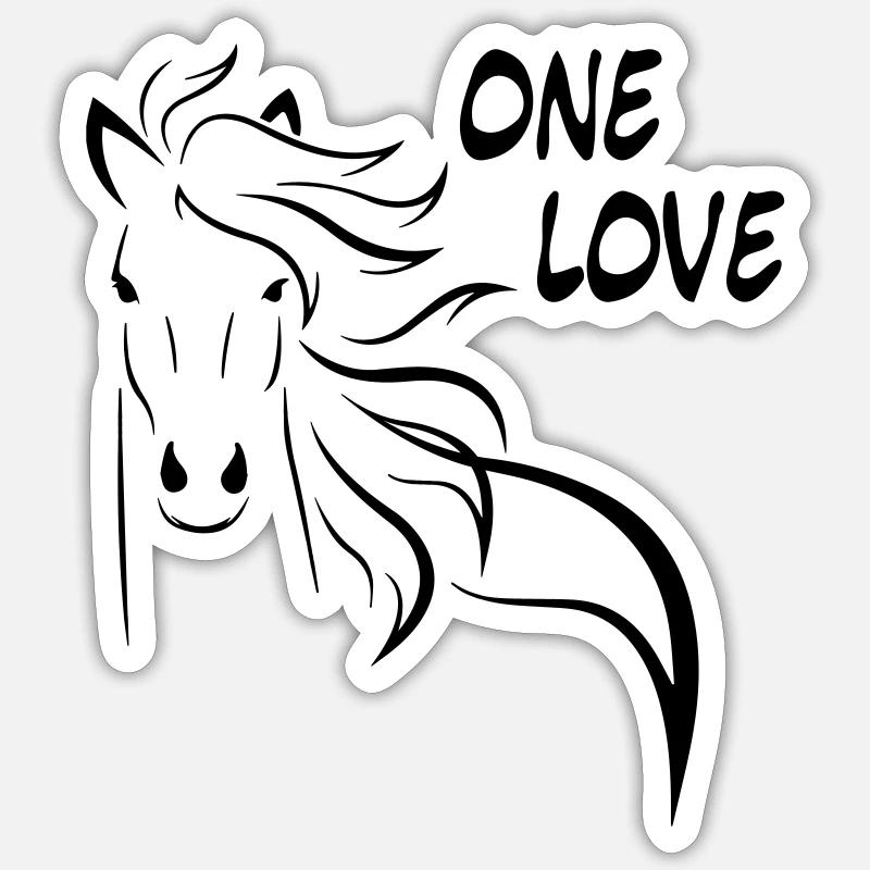 Pferd one love - Sticker Größe S (10 x 10 cm) - Mattweiß