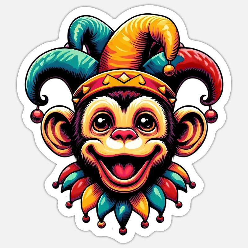 Monkey Jester - Sticker size S (10 x 10 cm) - white matte