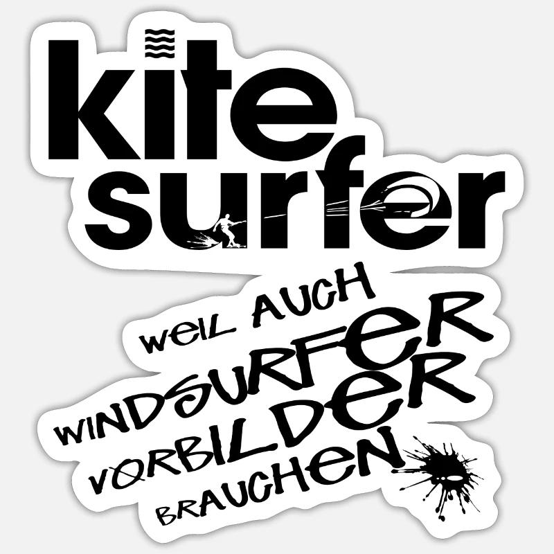 Kitesurfer vs Windsurfer - Sticker size S (10 x 10 cm) - white matte
