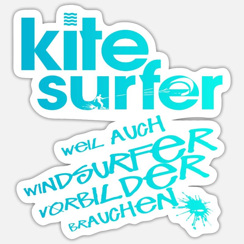 Kitesurfer vs Windsurfer - Sticker Größe S (10 x 10 cm) - Mattweiß