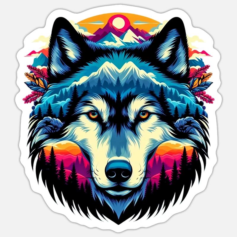 Wolf - Sticker Größe S (10 x 10 cm) - Mattweiß