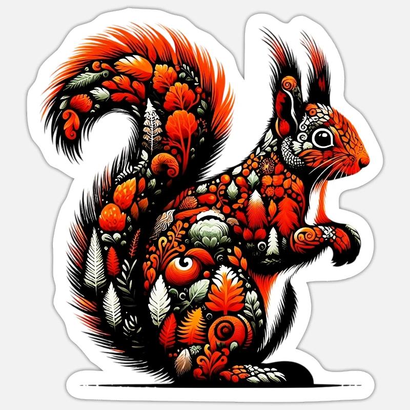 Eichhörnchen - Sticker Größe S (10 x 10 cm) - Mattweiß