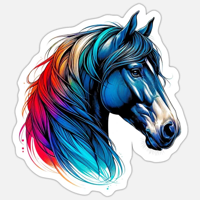 Cheval - Sticker taille S (10 x 10 cm) - blanc mat