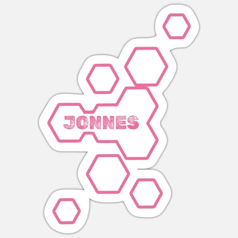 Nom Jonnes - Sticker taille S (10 x 10 cm) - blanc mat