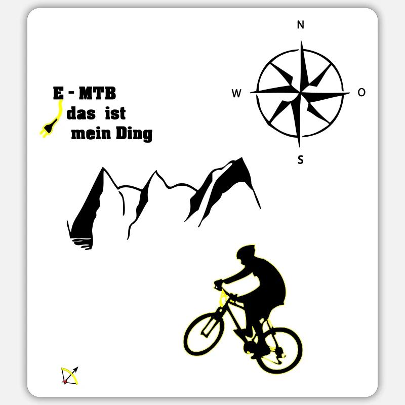 E MTB Berge - Sticker Größe S (10 x 10 cm) - Mattweiß