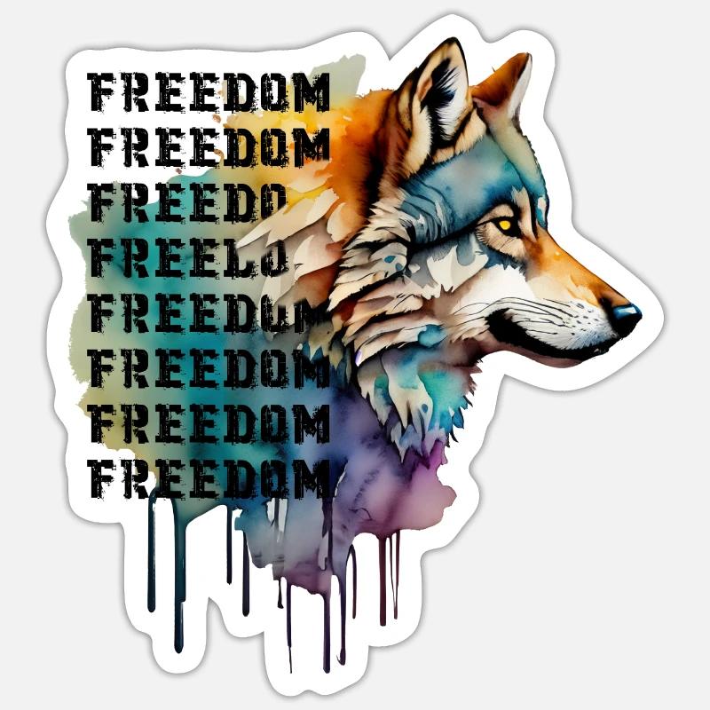 LOUP DE LA LIBERTÉ - Sticker taille S (10 x 10 cm) - blanc mat