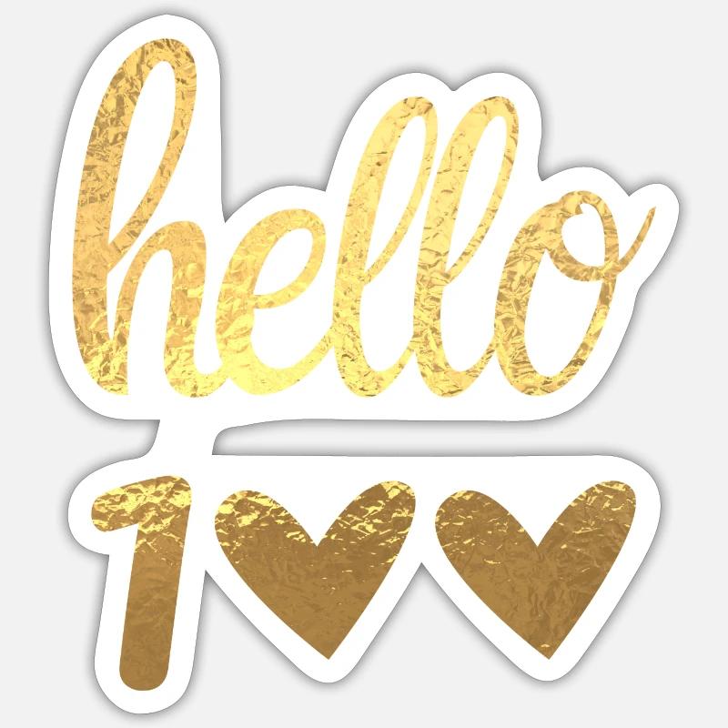 Hello 100 Gold Sticker size S (10 x 10 cm)