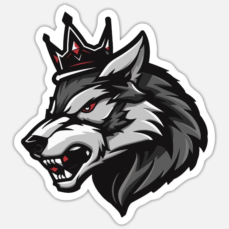 Wolf Krone - Sticker Größe S (10 x 10 cm) - Mattweiß