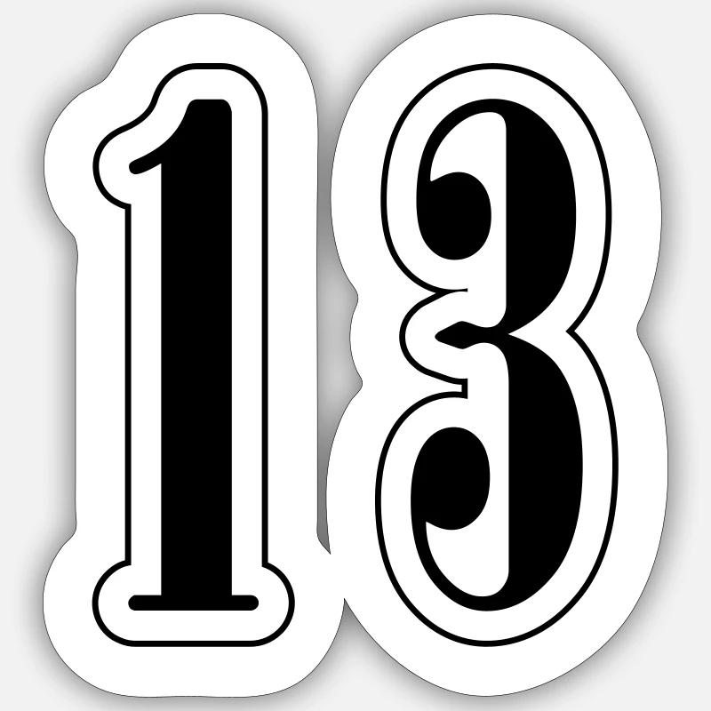 13 Number symbol - Sticker size S (10 x 10 cm) - white matte