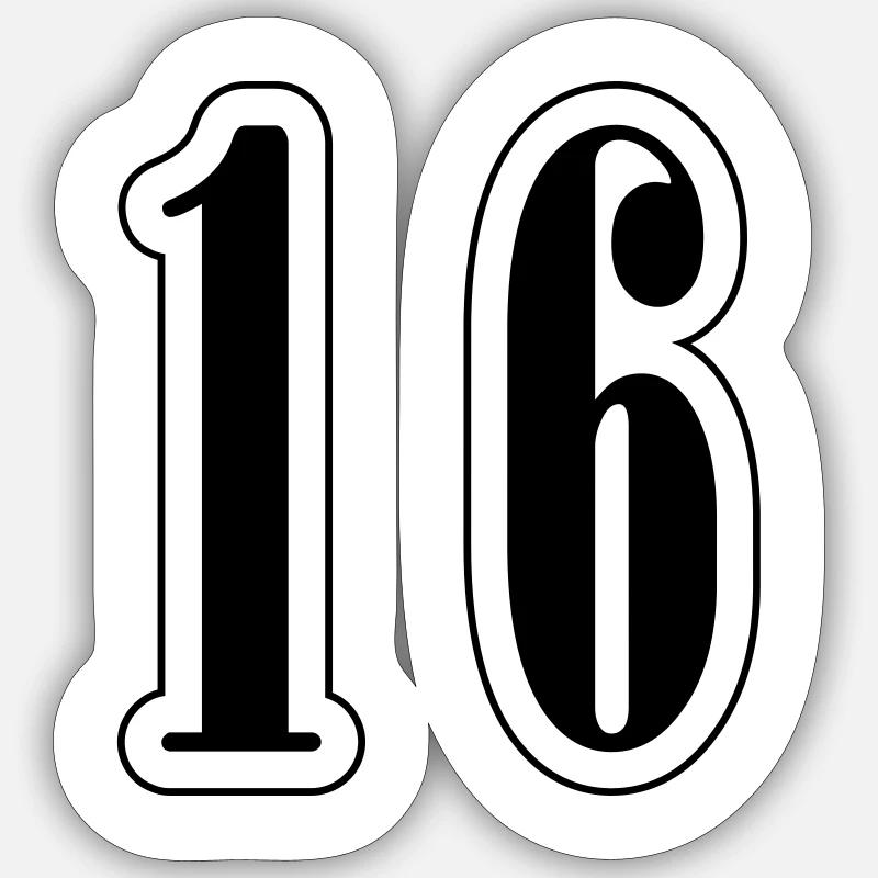 16 Number symbol - Sticker size S (10 x 10 cm) - white matte