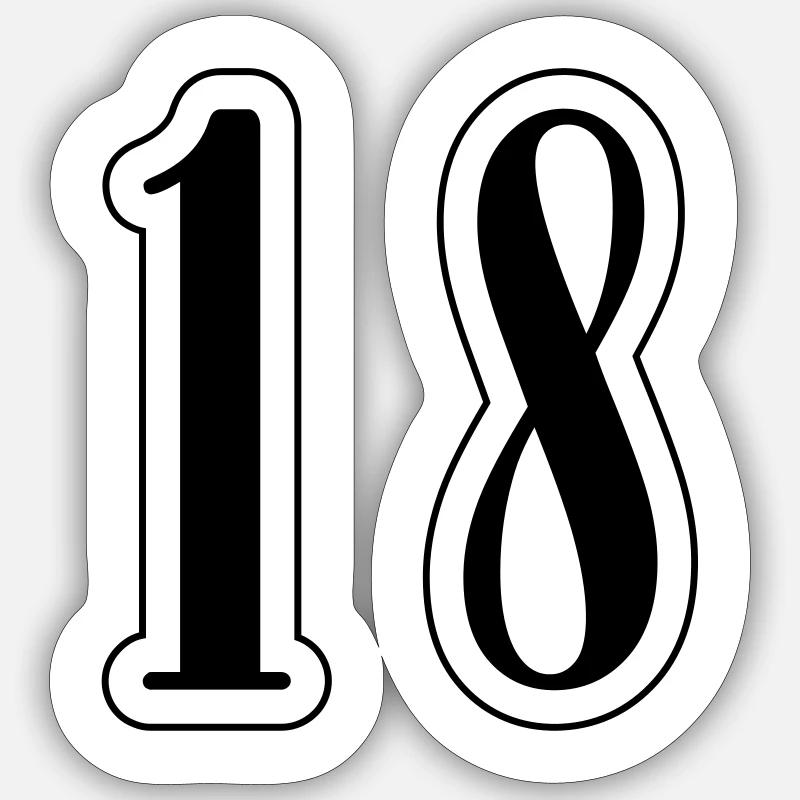 18 Zahl symbol - Sticker Größe S (10 x 10 cm) - Mattweiß