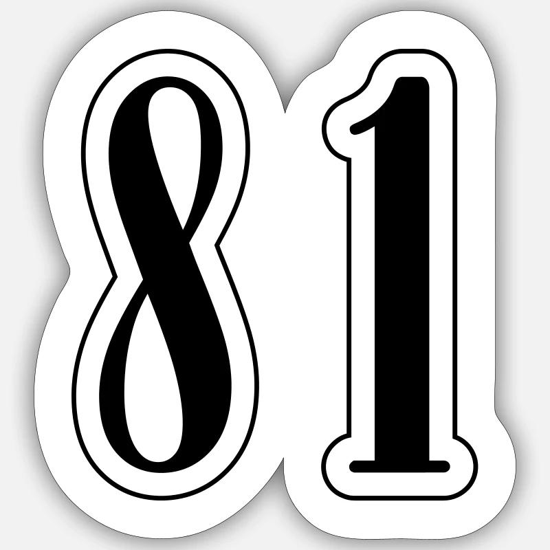 81 Symbole numérique - Sticker taille S (10 x 10 cm) - blanc mat