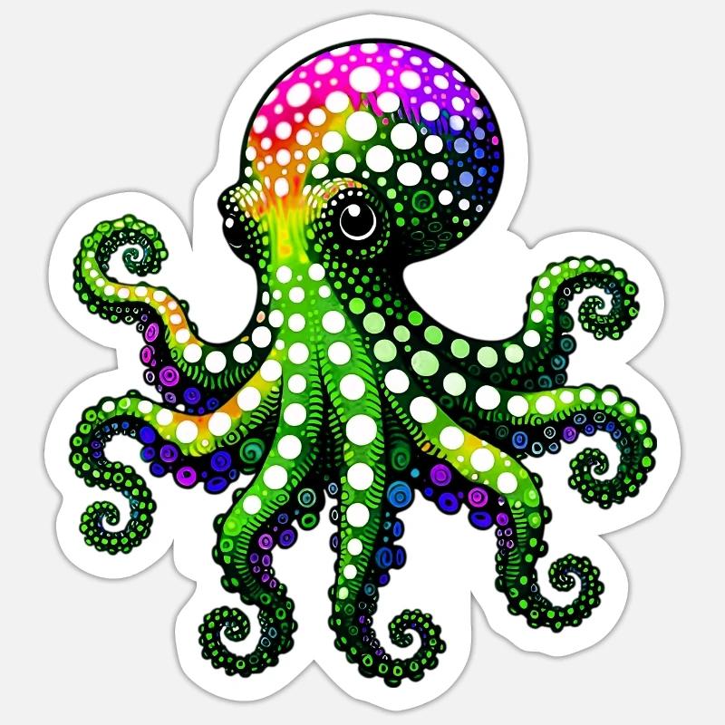 Pieuvre - Sticker taille S (10 x 10 cm) - blanc mat