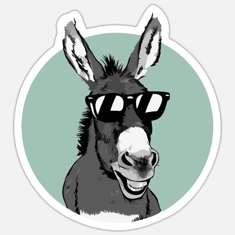 Esel Eselchen Maultier Muli - Sticker Größe S (10 x 10 cm) - Mattweiß