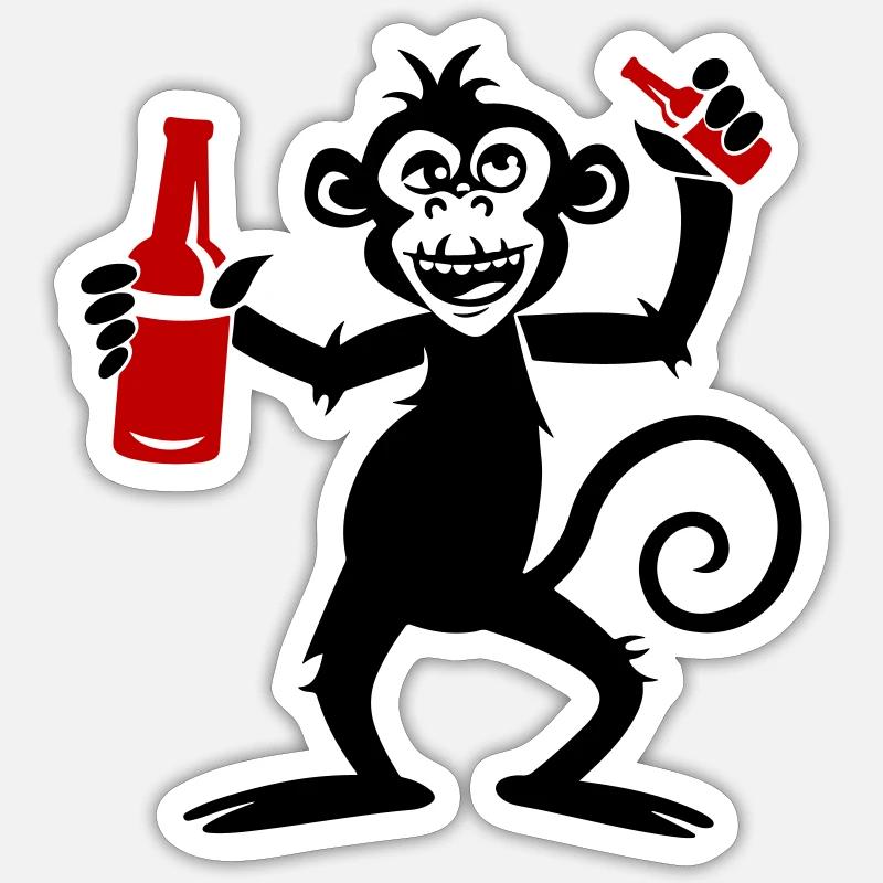 Affe Party Bier Sticker Größe S (10 x 10 cm)