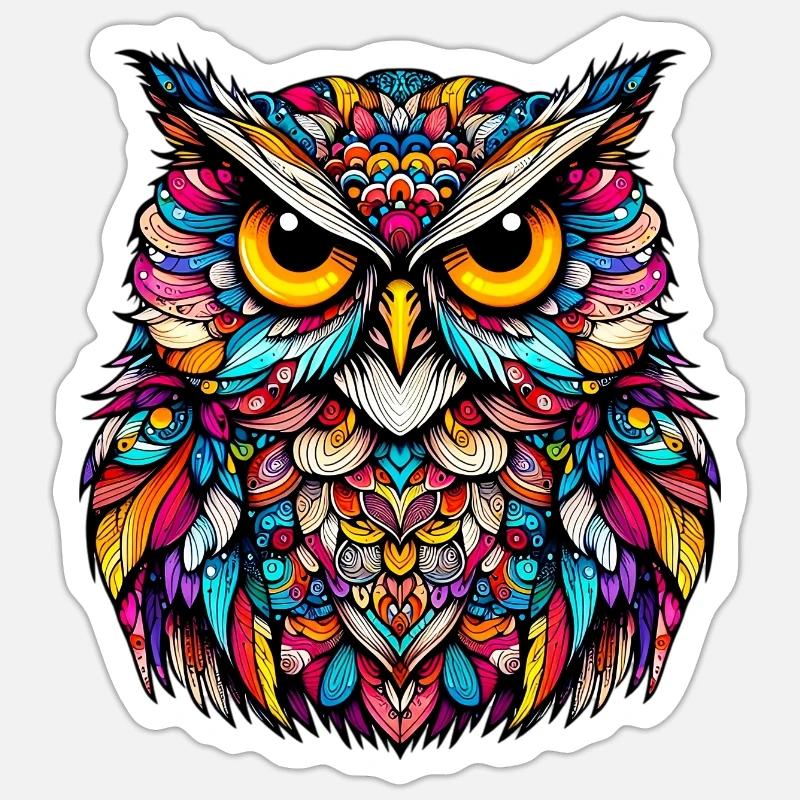 Eule - Sticker Größe S (10 x 10 cm) - Mattweiß