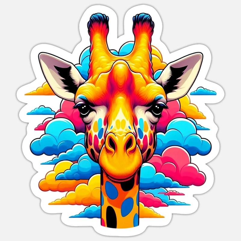 Giraffe with head in cloud clouds Sticker size S (10 x 10 cm)