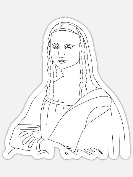 Mona Lisa - Sticker Größe S (10 x 10 cm) - Mattweiß