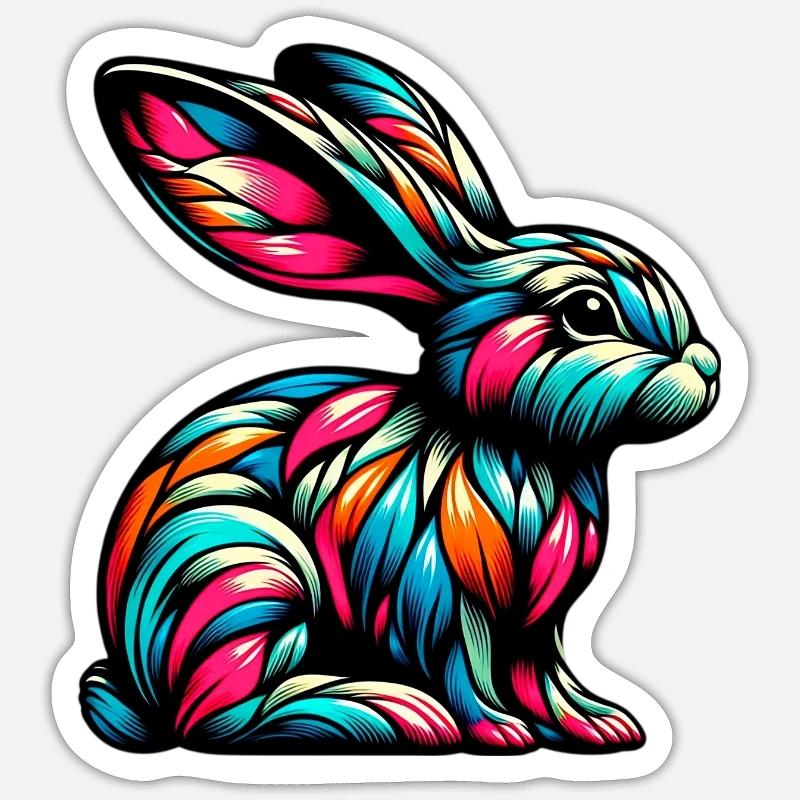 Lapin - Sticker taille S (10 x 10 cm) - blanc mat