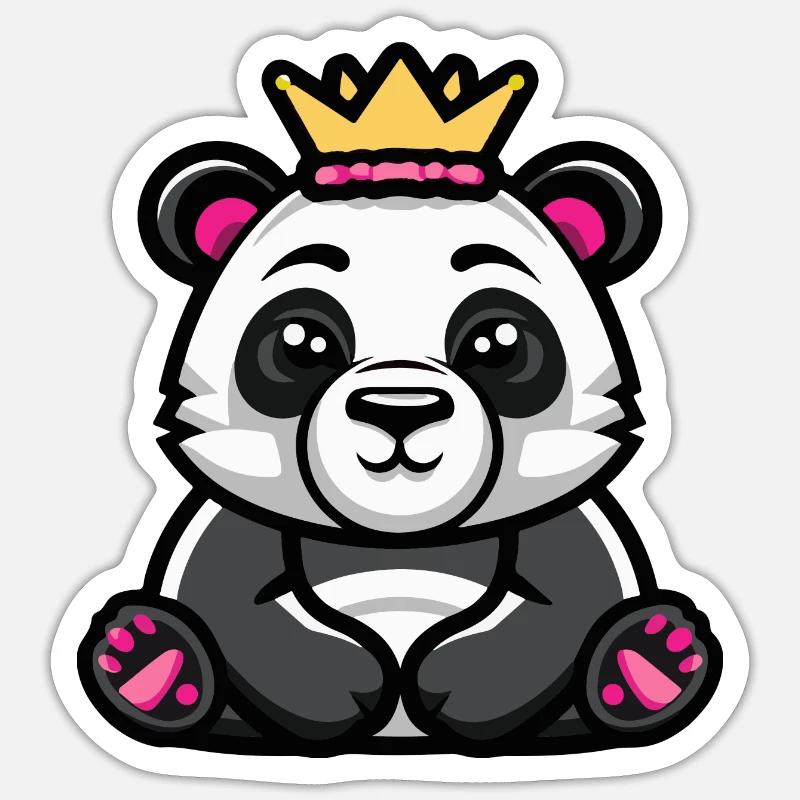 Couronne de bande dessinée panda - Sticker taille S (10 x 10 cm) - blanc mat