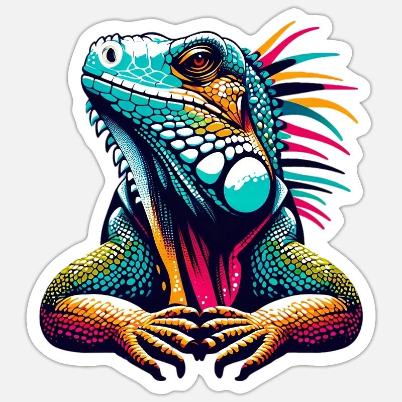 Iguane - Sticker taille S (10 x 10 cm) - blanc mat