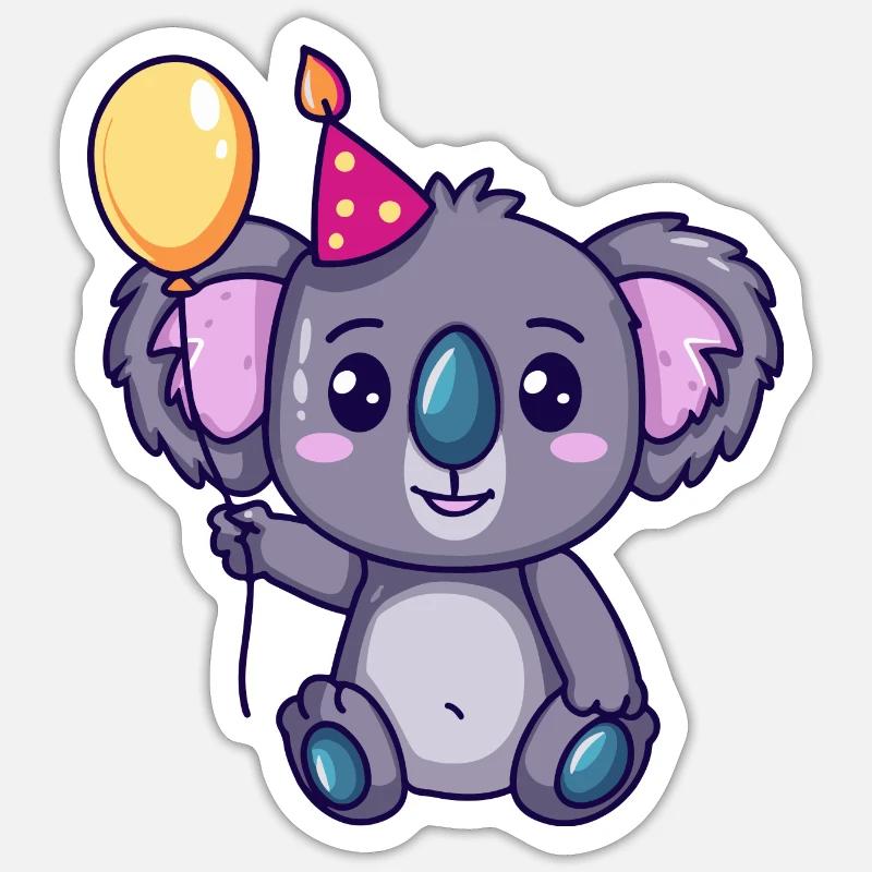 Koala Anniversaire Bébé - Sticker taille S (10 x 10 cm) - blanc mat